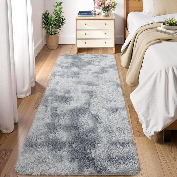 2x6 Runner Rug Non-Slip Stain Resistant Ultra Soft Hallway Bedroom Rug Light Grey