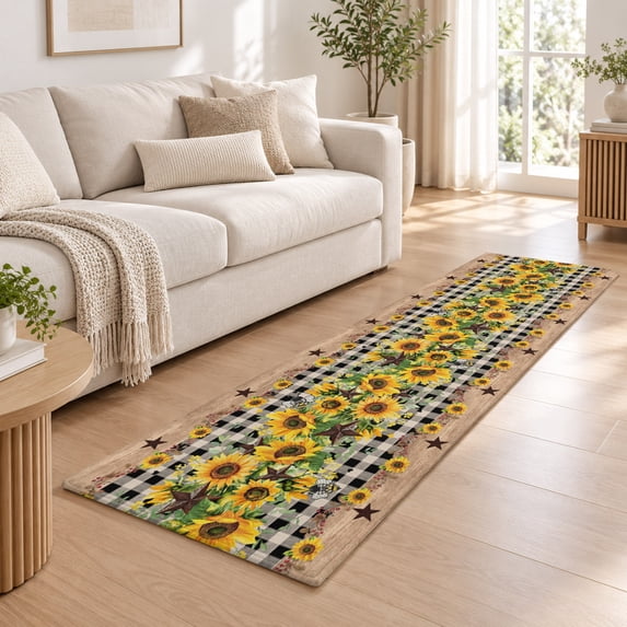 2x6 Runner Rug, Spring Sunflower Low Pile Washable Rugs for Hallway ...