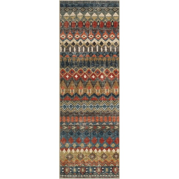 2x6 Runner Rug Vintage Distressed Geometric Hallway Machine Washable Non-Slip Indoor Long Rug Non-Shedding Accent Multi-Color