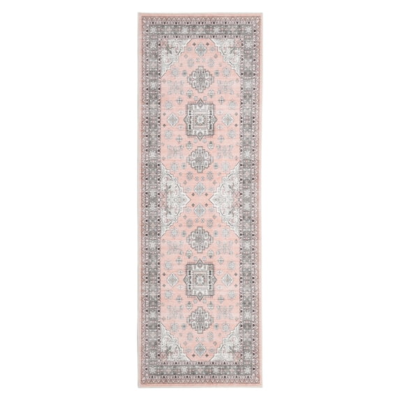 2x6 Runner Rug, Washable Boho Area Rug Vintage Low Pile Non Slip Carpet for Kitchen Bathroom Living Room