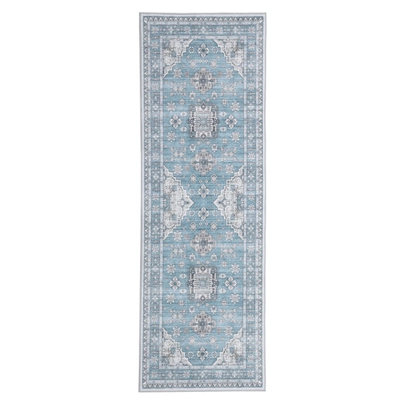 2x6 Runner Rug, Washable Boho Area Rug Vintage Low Pile Non Slip Carpet for Kitchen Bathroom Living Room