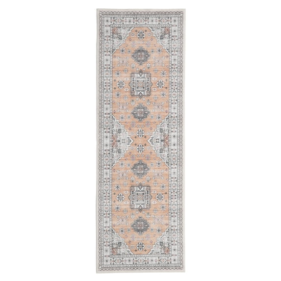 2x6 Runner Rug, Washable Boho Area Rug Vintage Low Pile Non Slip Carpet for Kitchen Bathroom Living Room