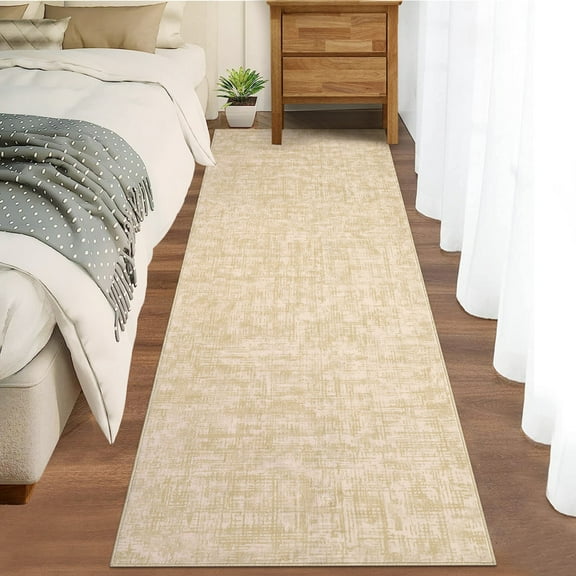 2x6 Runner Rug Washable Kitchen Modern Abstract Runner Rug Non-Slip Foldable Aesthetic Accent Floor Carpet for Hallway Living Room Bedroom, Beige