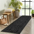 thumbnail image 1 of 2x6 Runner Rug Washable Kitchen Runner Rug Modern Solid Rug Abstract Runner Mat for Hallway Bedroom Living Room, Black, 1 of 7