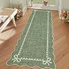 2x6 Scalloped Dot Bow Runner Rug, Non Slip Washable Ultra Thin Low Pile Hallway Kitchen Carpet,green