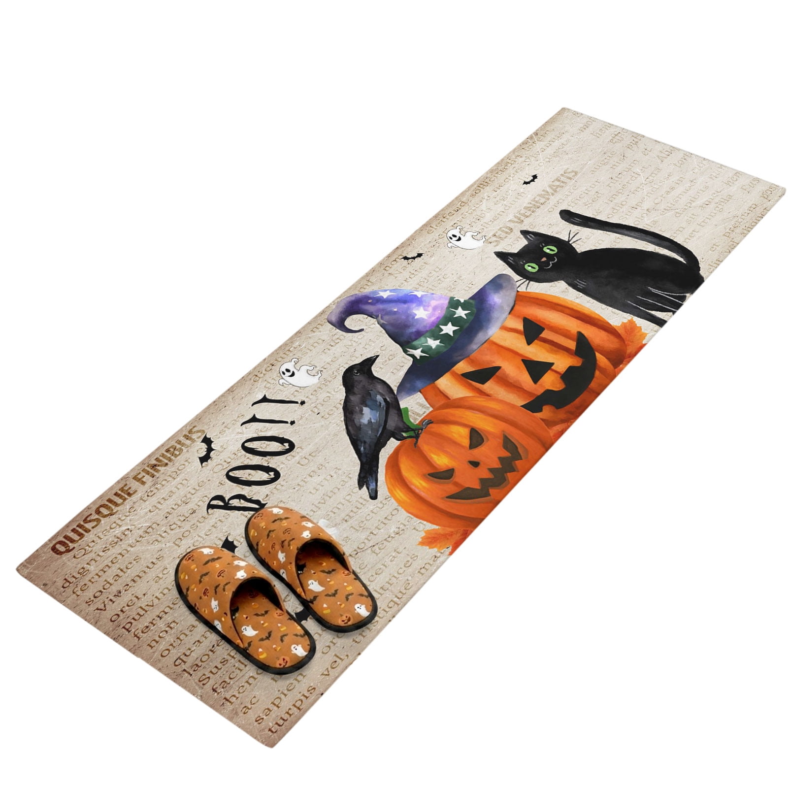 Ghost Rugs 2x6 Washable Area Rugs,Halloween Pumpkin Ghost Magic Witch Hat Crow Non ...