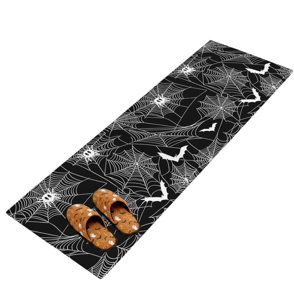 Spider Wed Rug 2x6 Washable Area Rugs,Halloween Spiders Webs Bat Non-Slip Ultra Soft ...