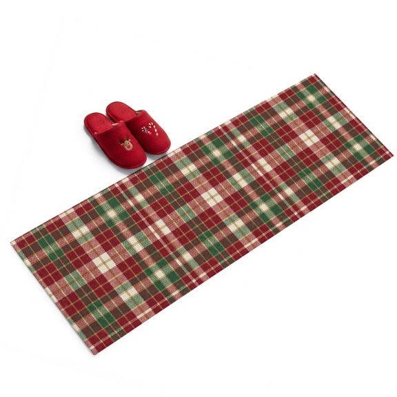 2x6 Washable Area Rugs,Red Green Buffalo Check Non-Slip Ultra Soft Rug Large Indoor Carpet,Vintage Plaid Seamless Floor Rugs for Home Living Room Bedroom Dining Room Office