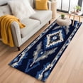 thumbnail image 1 of 2x6 Washable Runner Rug, Abstract Ethnic Style Pattern Non-Slip Hallway Runner for Entryway Kitchen Bedroom, Retro Blue White Weaving Art Indoor Carpet Runner Floor Mat, 1 of 9