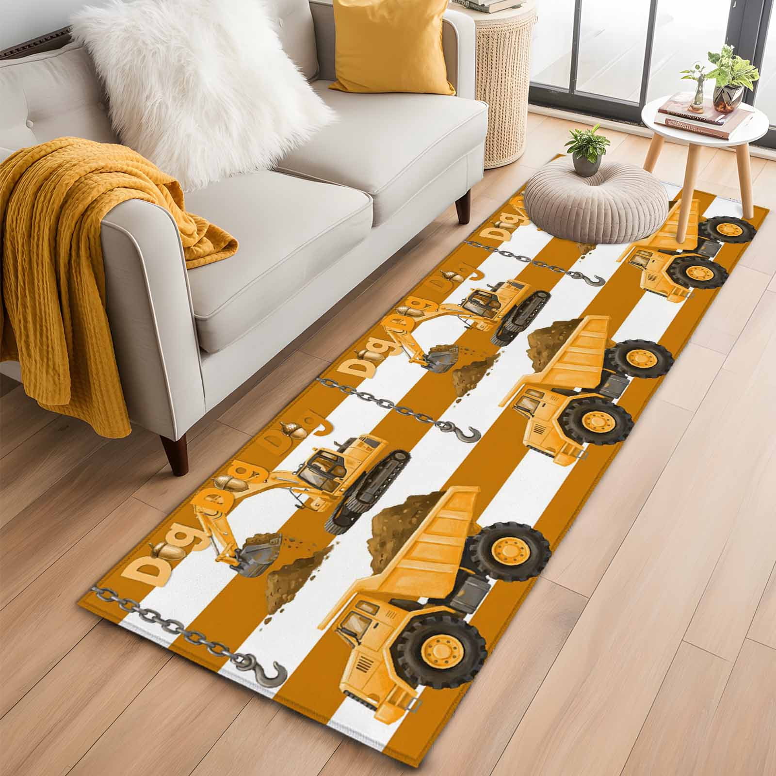2x6 Washable Runner Rug, Cartoon Engineering Non-Slip Hallway Runner ...