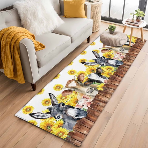 2x6 Washable Runner Rug, Farm Animal Non-Slip Hallway Runner for ...
