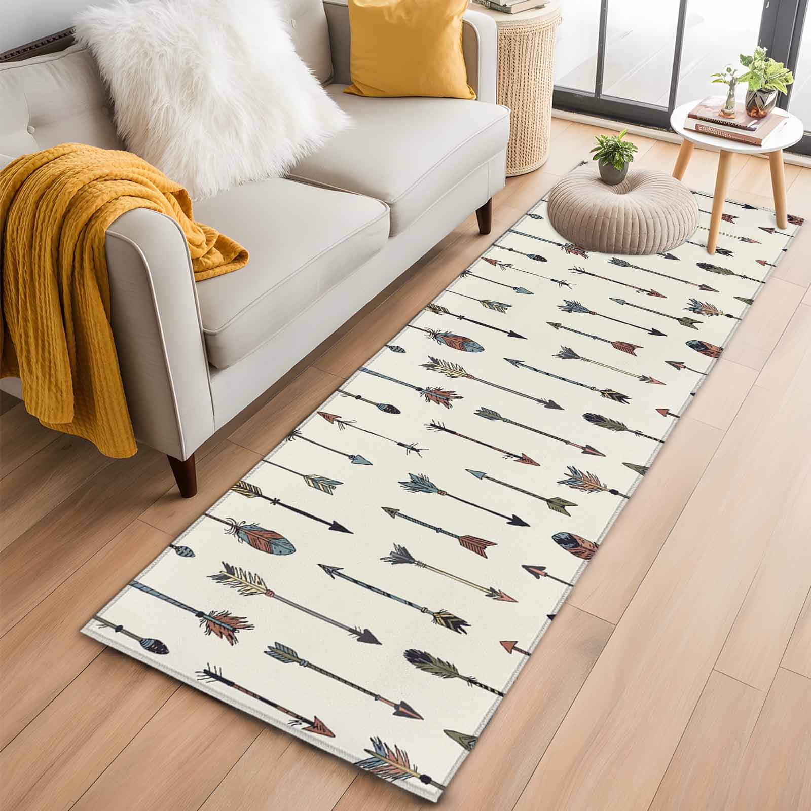 2x6 Washable Runner Rug, Feather Arrow Non-Slip Hallway Runner for ...