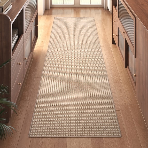 QiCaiJia 2x6 ft Brown Boho Runner Rugs Mat Non Slip Woven Kitchen Runners for Hallways Washable, Soft Long Entryway Laundry Hall Floor Runner Carpet for Indoor Backdoor Bedroom Kitchen Living Room