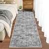 2x6 ft Washable Runner Rug, Low Pile Non-Slip Polyester Floor Runner for Kitchen, Entryway, Bedside , Light gray