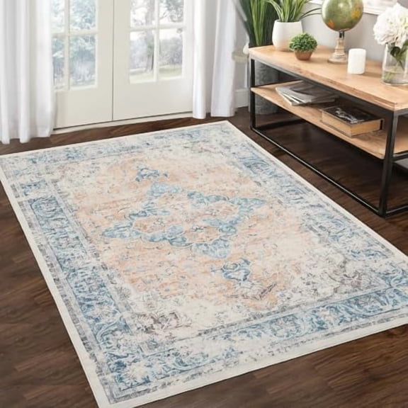 2x6ft/5x7ft/8x10ft/9x12ft/10x13ft Hallway Runner Rug Machine Washable Vintage Printed Rug Indoor Carpet Non Slip Backing Rug Low Pile Retro Area Rug for Kitchen Entrance Laundry Room