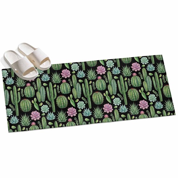2x6ft Area Rug,Abstract Cactus Pink Flower Leaves Washable Large Rugs Soft Non-Slip Floor Rug Tropical Plants Non-Shedding Indoor Carpets for Living Room Bedroom Home Office Nursery