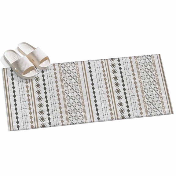 2x6ft Area Rug,Abstract Geometric Stripe Washable Large Rugs Soft Non-Slip Floor Rug Retro Boho Aztec Linen Texture Non-Shedding Indoor Carpets for Living Room Bedroom Home Office Nursery