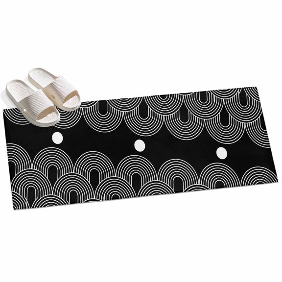 2x6ft Area Rug,Abstract Lines Art Black and White Washable Large Rugs Soft Non-Slip Floor Rug Geometric Arch Circle Non-Shedding Indoor Carpets for Living Room Bedroom Home Office Nursery