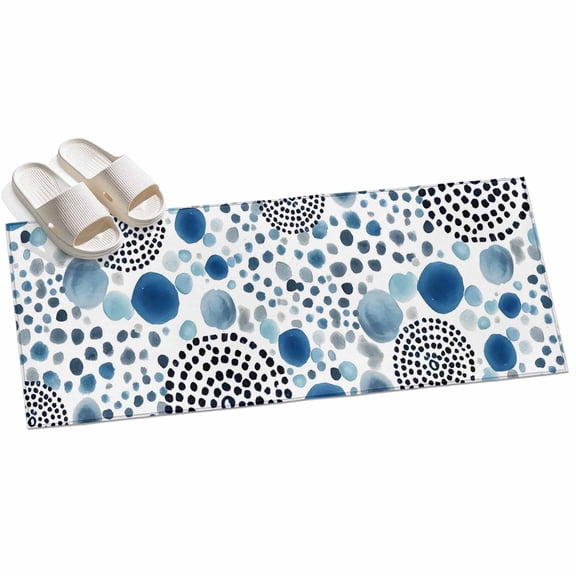 2x6ft Area Rug,Abstract Navy Blue Circles Washable Large Rugs Soft Non-Slip Floor Rug Geometric round Art Non-Shedding Indoor Carpets for Living Room Bedroom Home Office Nursery