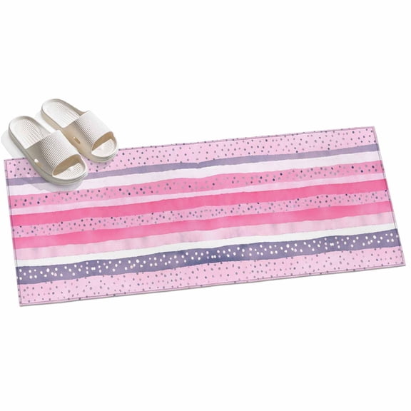 2x6ft Area Rug,Abstract Pink Horizontal Stripes Washable Large Rugs Soft Non-Slip Floor Rug Polka Dots Non-Shedding Indoor Carpets for Living Room Bedroom Home Office Nursery
