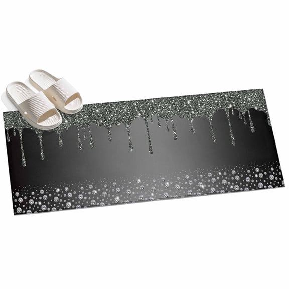2x6ft Area Rug,Abstract Shining Diamond Washable Large Rugs Soft Non-Slip Floor Rug Stones on Gradient Black Background Non-Shedding Indoor Carpets for Living Room Bedroom Home Office Nursery