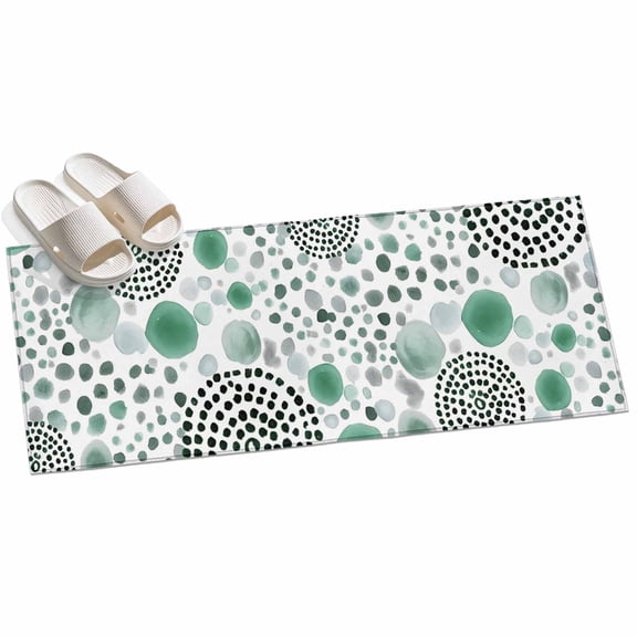 2x6ft Area Rug,Abstract Teal Circles Washable Large Rugs Soft Non-Slip Floor Rug Sage Green Geometric round Non-Shedding Indoor Carpets for Living Room Bedroom Home Office Nursery