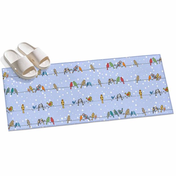 2x6ft Area Rug,Birds Sparrows on Cables Washable Large Rugs Soft Non-Slip Floor Rug White Snow Points Non-Shedding Indoor Carpets for Living Room Bedroom Home Office Nursery