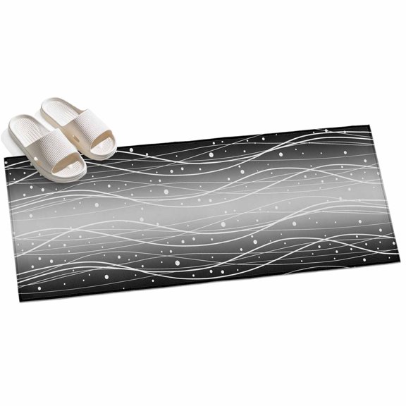 2x6ft Area Rug,Black Gray Waves Gradient Washable Large Rugs Soft Non-Slip Floor Rug Abstract Wave Points Non-Shedding Indoor Carpets for Living Room Bedroom Home Office Nursery