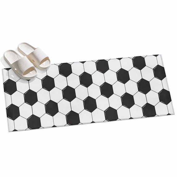 2x6ft Area Rug,Black White Soccer Skin Washable Large Rugs Soft Non ...