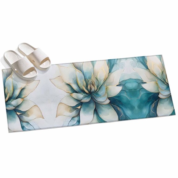 2x6ft Area Rug,Blooming Flower White Lotus Washable Large Rugs Soft Non-Slip Floor Rug Abstract Marble Texture Non-Shedding Indoor Carpets for Living Room Bedroom Home Office Nursery