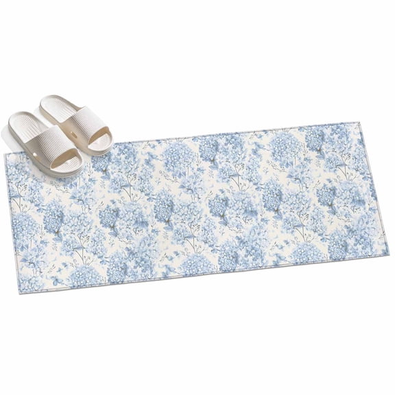 2x6ft Area Rug,Blossoms Hydrangea Floral Washable Large Rugs Soft Non-Slip Floor Rug Blue Flowers Non-Shedding Indoor Carpets for Living Room Bedroom Home Office Nursery