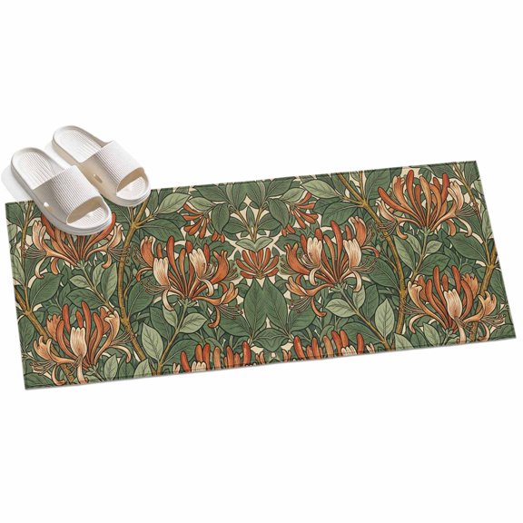 2x6ft Area Rug,Botanical Honeysuckle Dense Leaves Washable Large Rugs Soft Non-Slip Floor Rug Green Leaves Non-Shedding Indoor Carpets for Living Room Bedroom Home Office Nursery