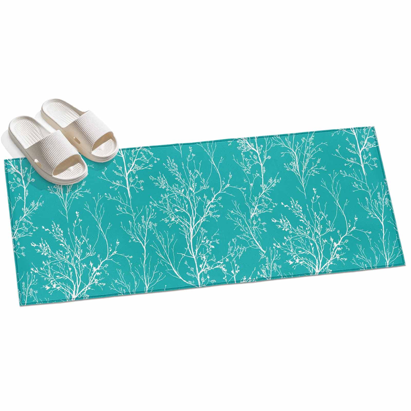 2x6ft Area Rug,Botanical Tree Branch on Teal Washable Large Rugs Soft ...