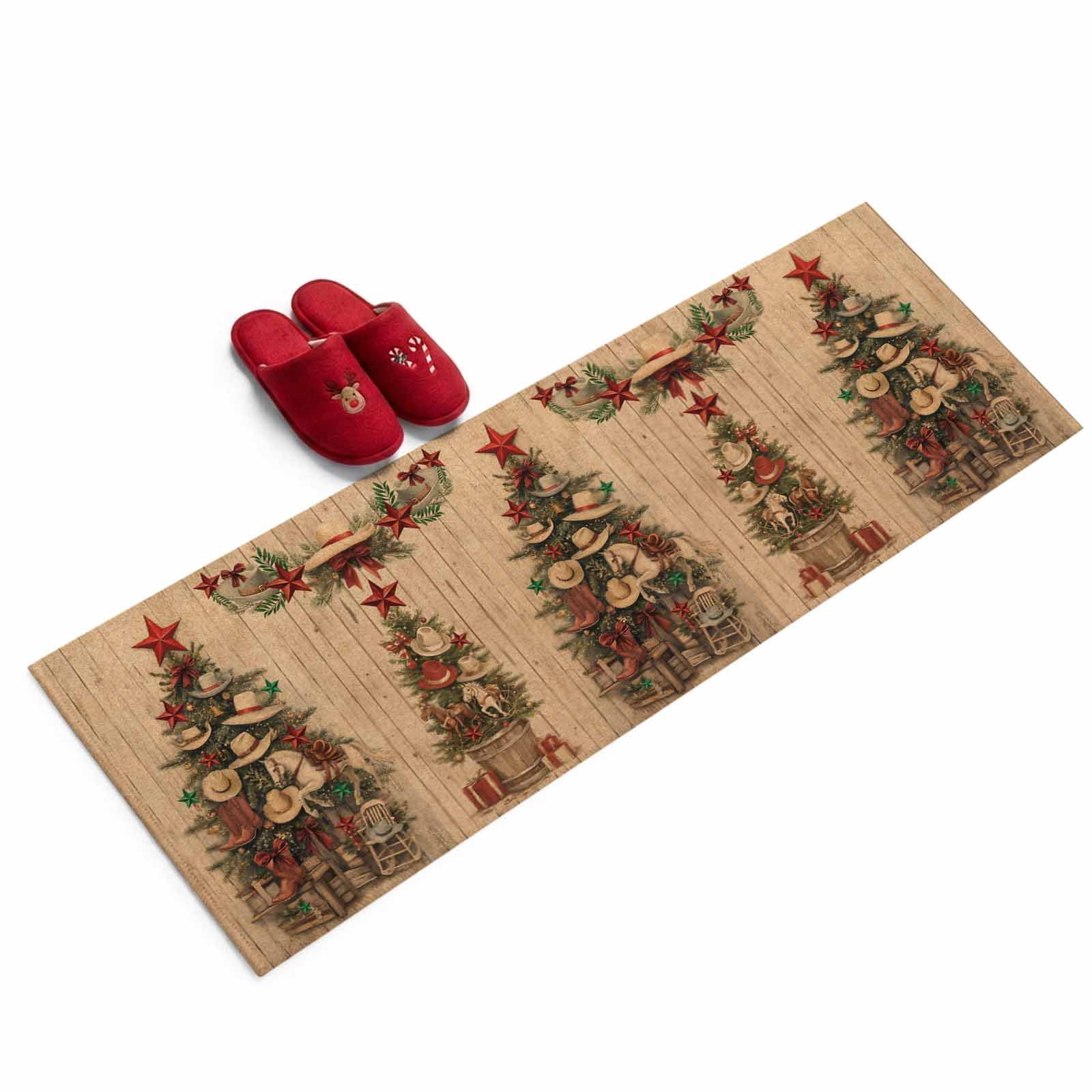 Large Soft Rug 2x6ft Area Rug,Christmas Tree Western Cowboy Hat Star Horse Washable ...