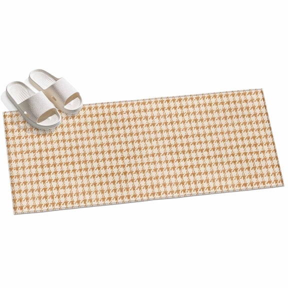 2x6ft Area Rug,Classic Beige Khaki Houndstooth Pattern Washable Large Rugs Soft Non-Slip Floor Rug Vintage Farm Checker Non-Shedding Indoor Carpets for Living Room Bedroom Home Office Nursery