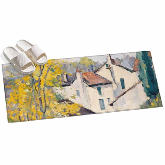 2x6ft Area Rug,Country Road Mediterranean Villas Washable Large Rugs Soft Non-Slip Floor Rug Cypress Trees Non-Shedding Indoor Carpets for Living Room Bedroom Home Office Nursery