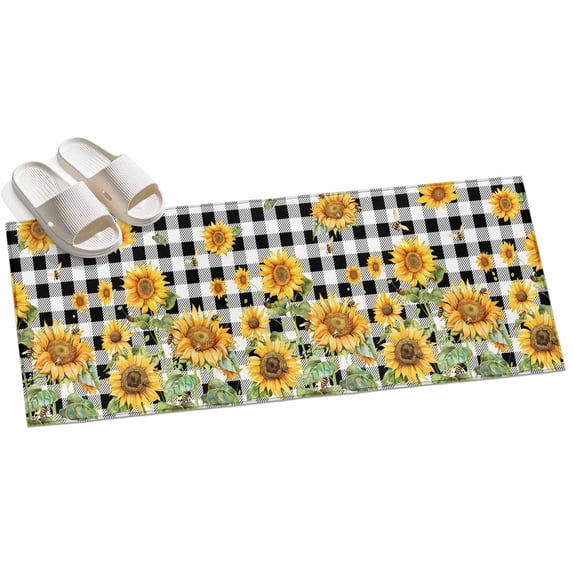 2x6ft Area Rug,Farm Sunflower Green Leaf Plant Washable Large Rugs Soft ...