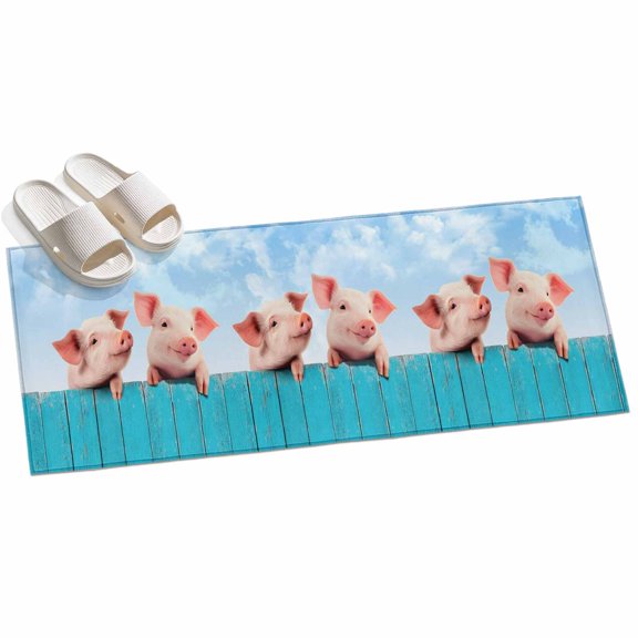 2x6ft Area Rug,Farmhouse Pig Wood Board Washable Large Rugs Soft Non-Slip Floor Rug Farm Animal Blue Sky White Cloud Non-Shedding Indoor Carpets for Living Room Bedroom Home Office Nursery