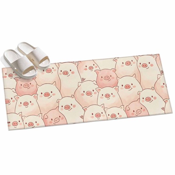 2x6ft Area Rug,Funny Cute Pink Pig Washable Large Rugs Soft Non-Slip Floor Rug Cartoon Animals Sketch Non-Shedding Indoor Carpets for Living Room Bedroom Home Office Nursery