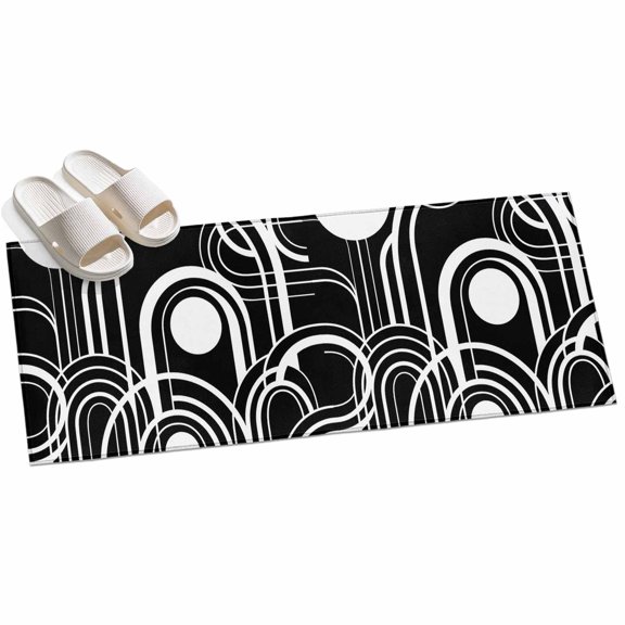 2x6ft Area Rug,Geometric Arch Circle Black White Washable Large Rugs Soft Non-Slip Floor Rug Abstract Boho Sun Stripes Non-Shedding Indoor Carpets for Living Room Bedroom Home Office Nursery