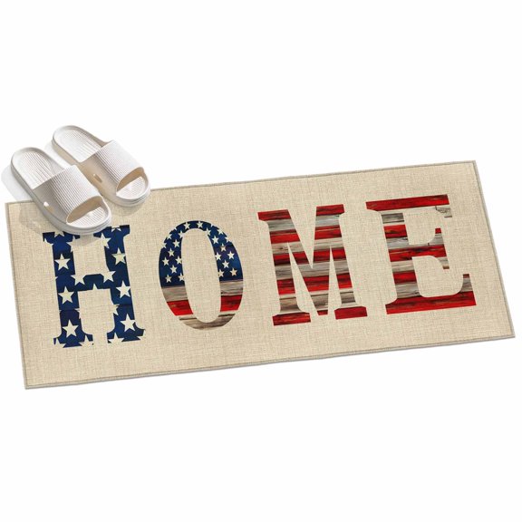 2x6ft Area Rug,Independence Day U.S. Flag Washable Large Rugs Soft Non-Slip Floor Rug Home Words on Retro Linen Non-Shedding Indoor Carpets for Living Room Bedroom Home Office Nursery