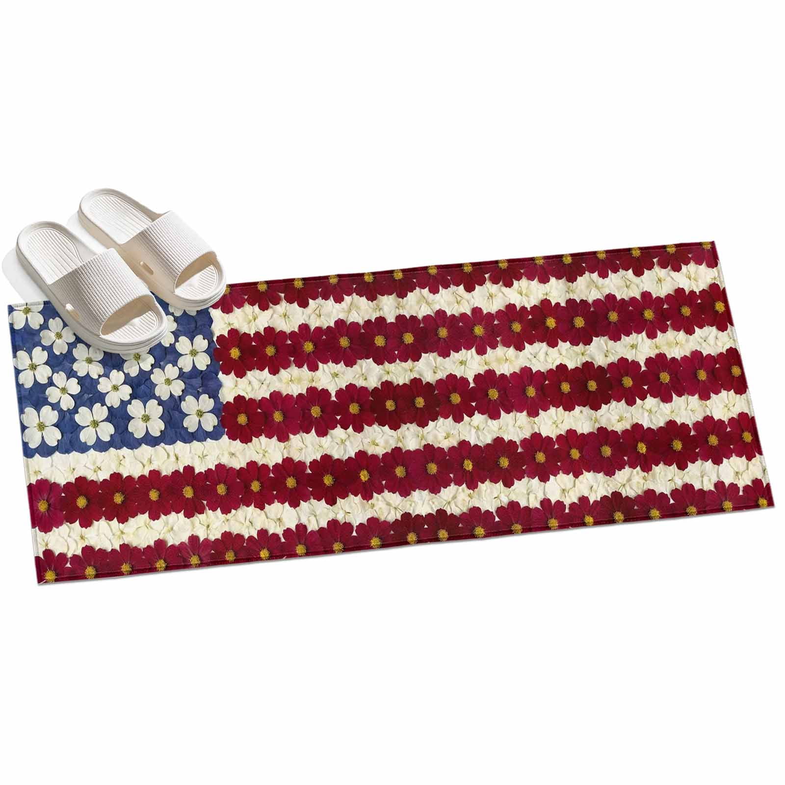 Democrat Rug 2x6ft Area Rug,Independence Day White Red Flower Washable Large Rugs ...