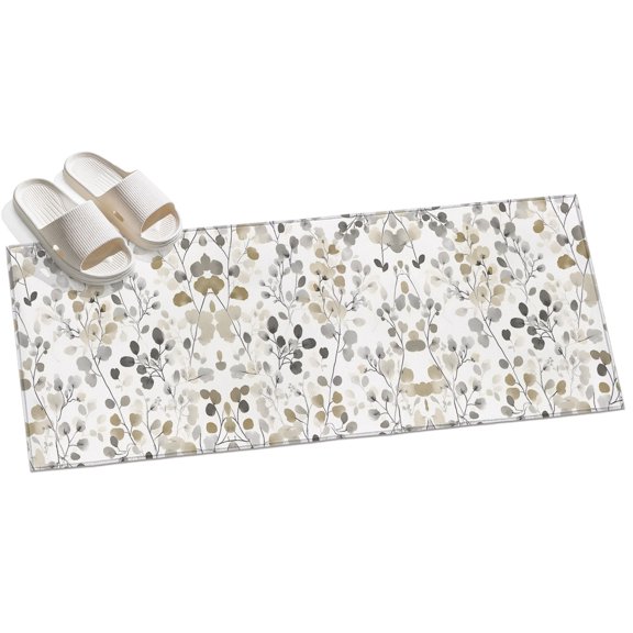 2x6ft Area Rug,Ink Wash Style Leaves Washable Large Rugs Soft Non-Slip Floor Rug Rural Style Farmhouse Leaves Non-Shedding Indoor Carpets for Living Room Bedroom Home Office Nursery