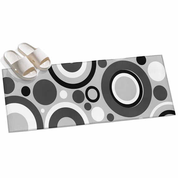 2x6ft Area Rug,Modern Circle Gray Black White Washable Large Rugs Soft Non-Slip Floor Rug Abstract Geometric Art Non-Shedding Indoor Carpets for Living Room Bedroom Home Office Nursery