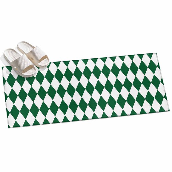 2x6ft Area Rug,Modern Green White Diamond Washable Large Rugs Soft Non-Slip Floor Rug Minimalist Geometric Plaid Non-Shedding Indoor Carpets for Living Room Bedroom Home Office Nursery