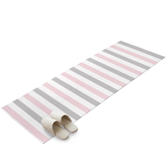 2x6ft Area Rug,Modern Pink Gray White Stripe Washable Large Rugs Soft ...