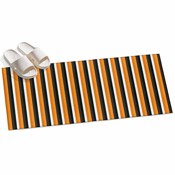 2x6ft Area Rug,Orange Stripes Happy Halloween Washable Large Rugs Soft Non-Slip Floor Rug Fall Theme Black Lines Non-Shedding Indoor Carpets for Living Room Bedroom Home Office Nursery