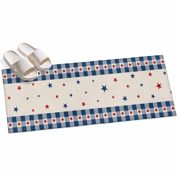 2x6ft Area Rug,Patriotic Independence Day Stars Buffalo Checker Washable Large Rugs Soft Non-Slip Floor Rug Blue Red Non-Shedding Indoor Carpets for Living Room Bedroom Home Office Nursery