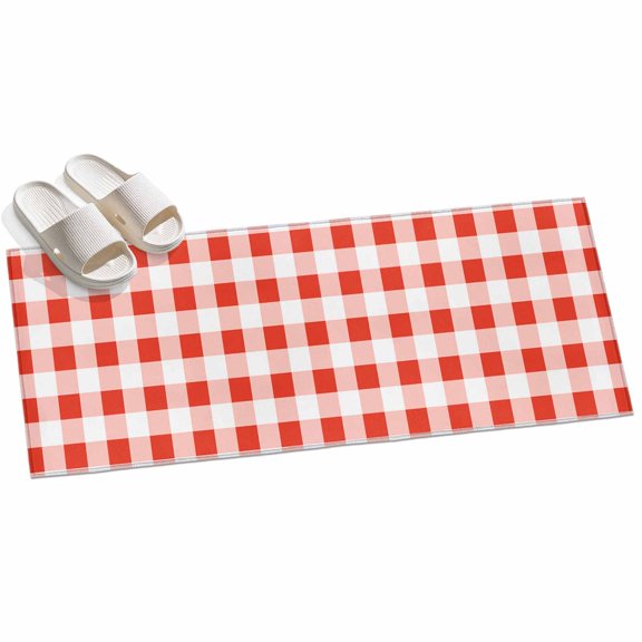 2x6ft Area Rug,Red Gingham Check Washable Large Rugs Soft Non-Slip Floor Rug Gradient Buffalo Plaid Non-Shedding Indoor Carpets for Living Room Bedroom Home Office Nursery