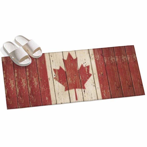 2x6ft Area Rug,Retro Wooden Stripes Maple Leafs Washable Large Rugs Soft Non-Slip Floor Rug Country Red Brown Plank Non-Shedding Indoor Carpets for Living Room Bedroom Home Office Nursery